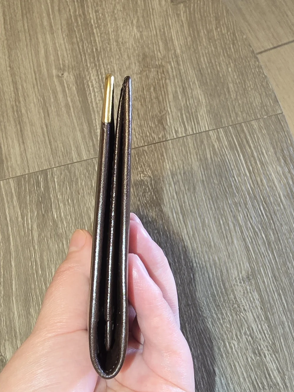 Vintage GIVENCHY Brown Smooth Leather Long Wallet Gold Hardware-Made in Spain